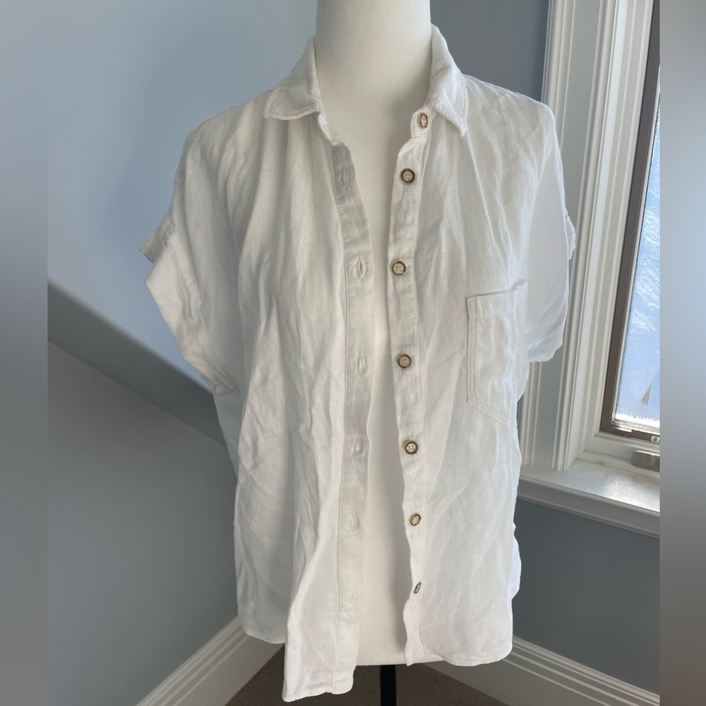 Button up short sleeve blouse